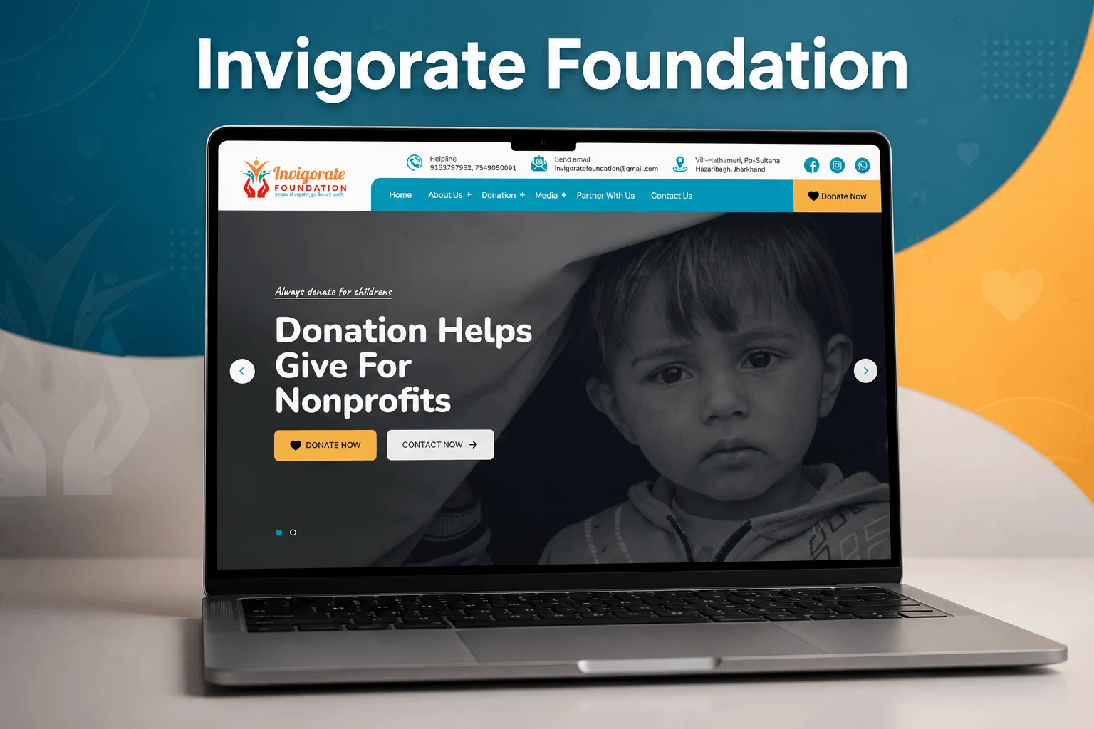 Invigorate Foundation NGO website web design and development by OrbitHexa