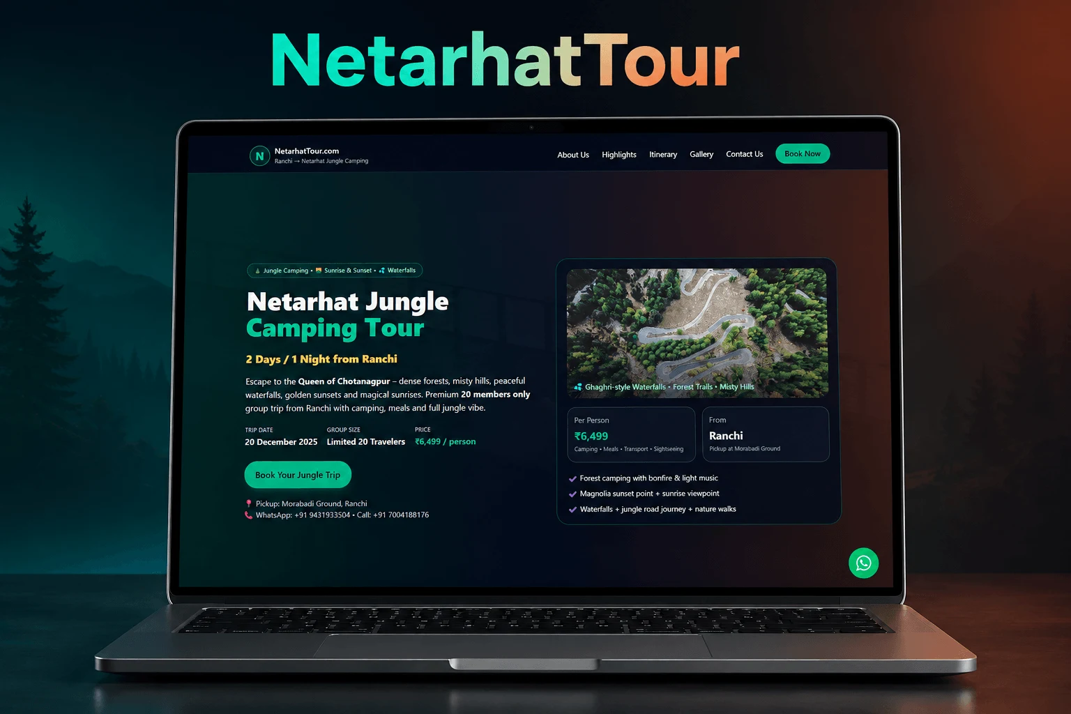 Netarhat Tour travel website web design, SEO and digital marketing in Jharkhand