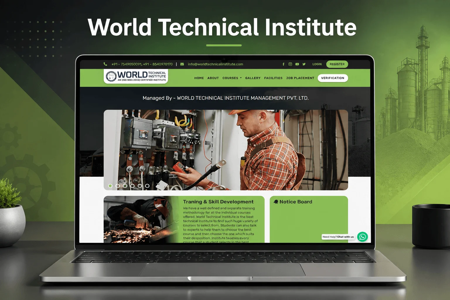 World Technical Institute education website web design and SEO development in Ranchi